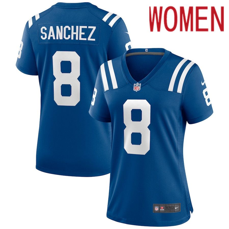 Women Indianapolis Colts #8 Rigoberto Sanchez Nike Royal Game NFL Jersey->women nfl jersey->Women Jersey